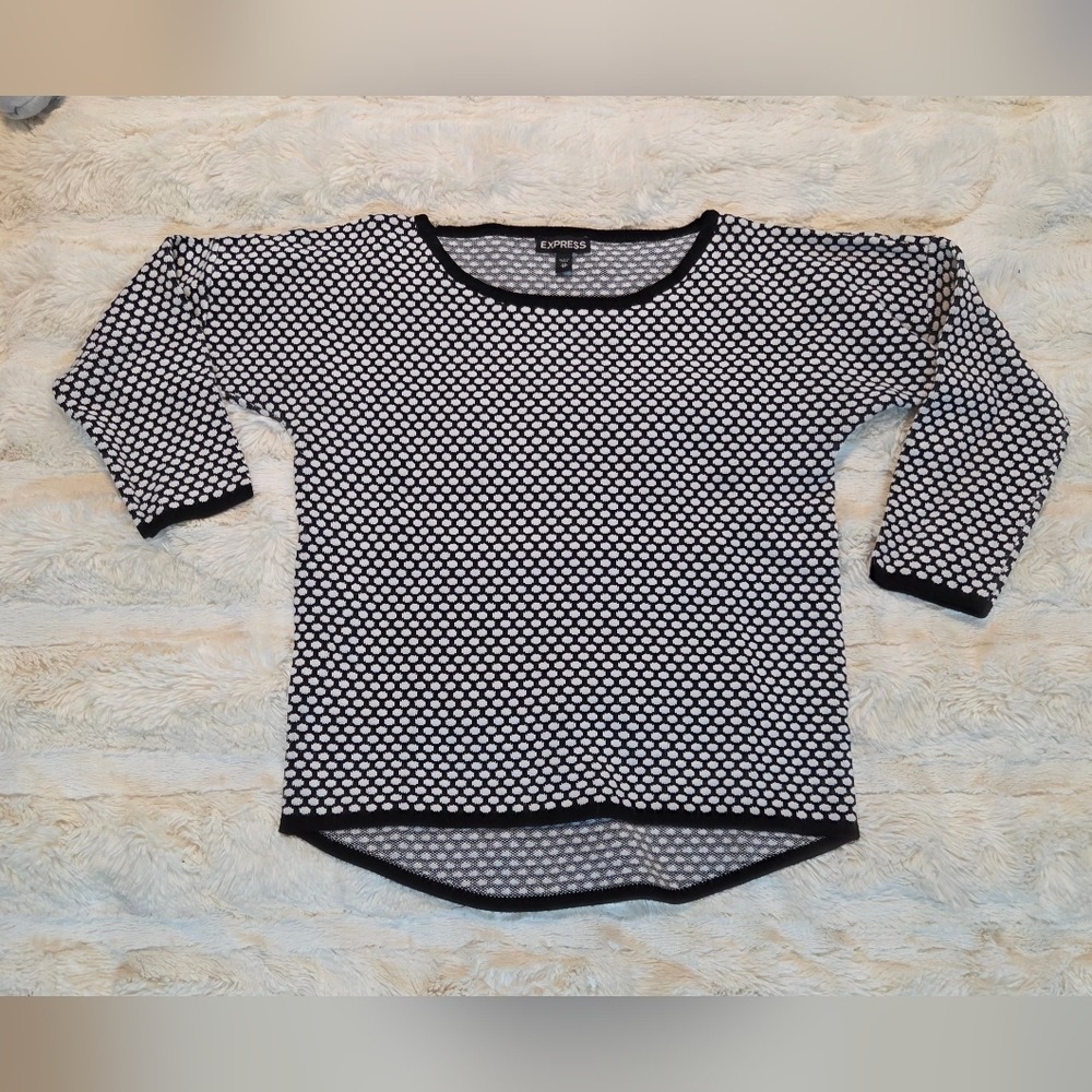 Parisian Chic Minimal Micro Dot Knit Top XXS